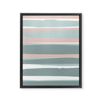 Festive, Abstract, Stripes Pattern, Pink, Green, White Framed Canvas Print Gallery Image 8