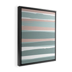 Festive, Abstract, Stripes Pattern, Pink, Green, White Framed Canvas Print Gallery Image 2