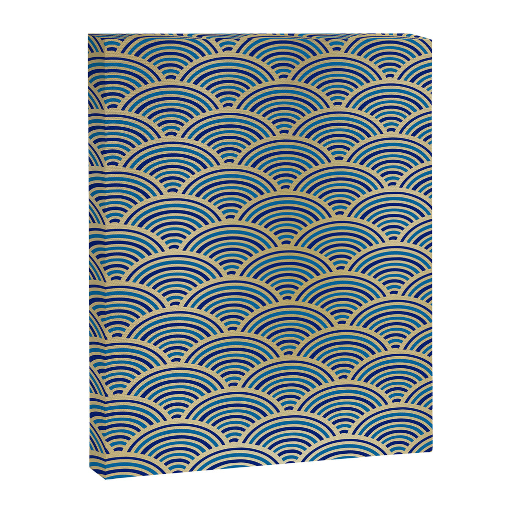 Festive, Art Deco, Wave, Pattern, Blue and Gold Canvas Print Gallery Image 8