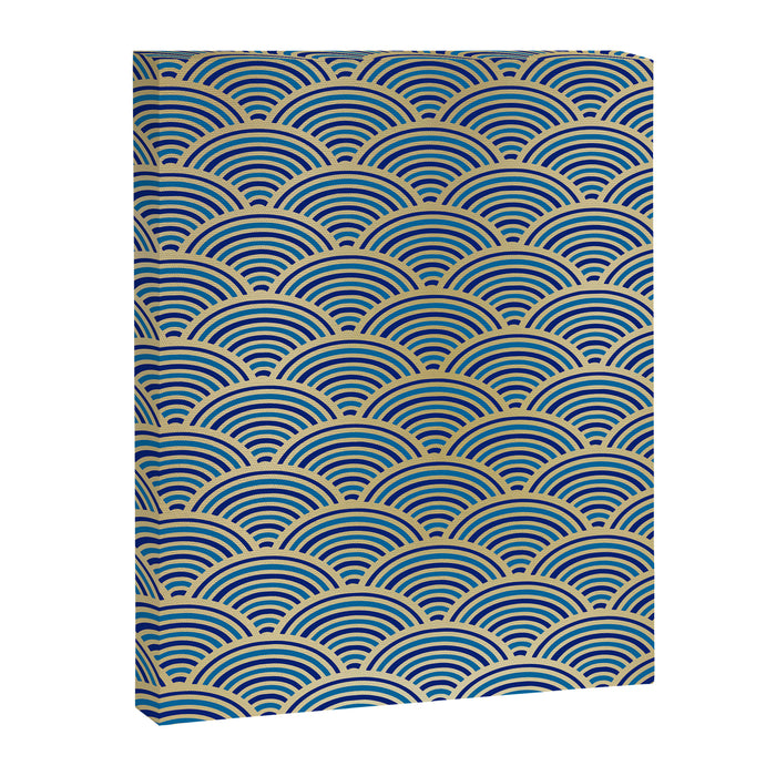 Festive, Art Deco, Wave, Pattern, Blue and Gold Canvas Print Gallery Image 1