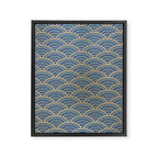 Festive, Art Deco, Wave, Pattern, Blue and Gold Framed Canvas Print Gallery Image 8