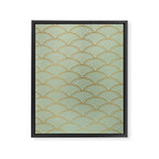Festive, Art Deco, Wave, Pattern, Green and Gold Framed Canvas Print Gallery Image 8
