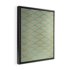 Festive, Art Deco, Wave, Pattern, Green and Gold Framed Canvas Print Gallery Image 2