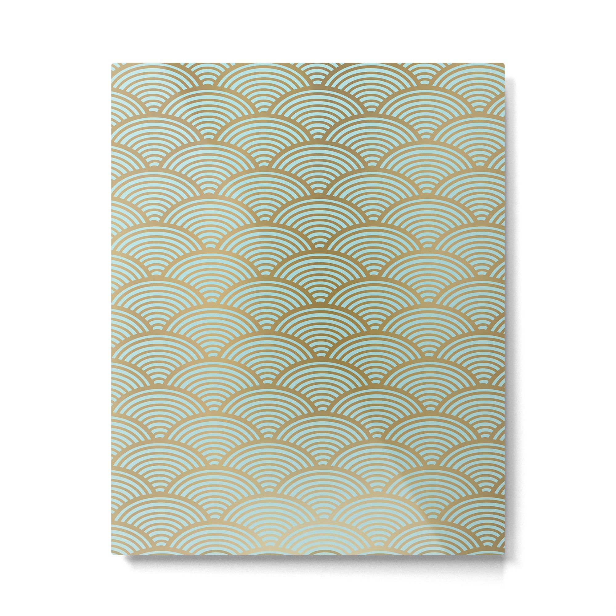 Festive, Art Deco, Wave, Pattern, Green and Gold Metal Print Gallery Image 6