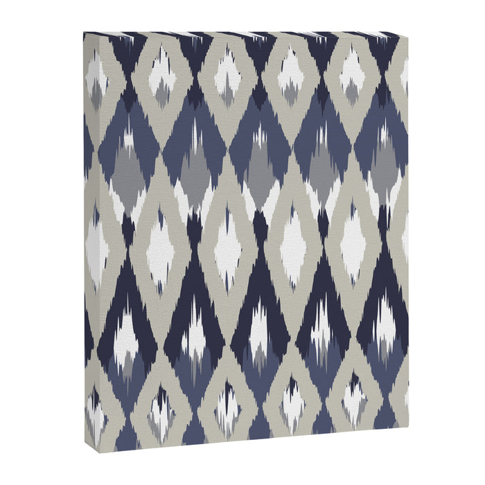 Festive, Boho Art, Geometric, Ikat Pattern, Blue and Gray Canvas Print Gallery Image 1
