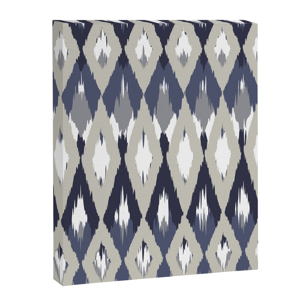 Festive, Boho Art, Geometric, Ikat Pattern, Blue and Gray Canvas Print Gallery Image 8