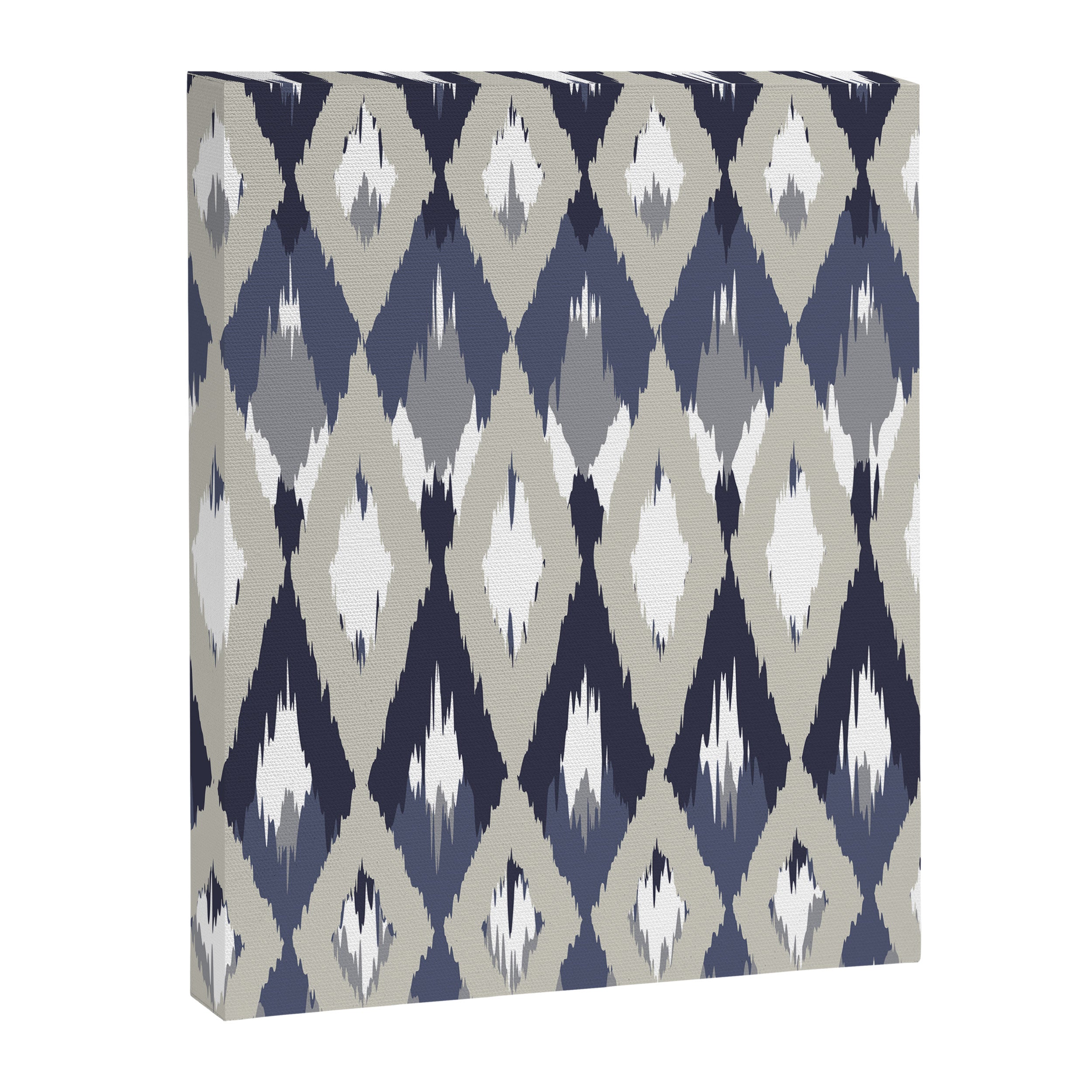 Festive, Boho Art, Geometric, Ikat Pattern, Blue and Gray Canvas Print Gallery Image 8