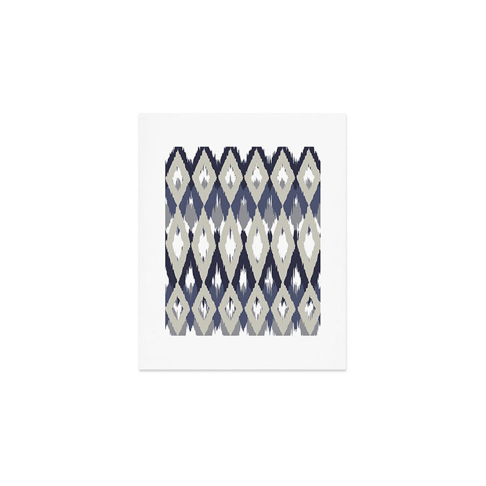 Festive, Boho Art, Geometric, Ikat Pattern, Blue and Gray Art Print Gallery Image 1