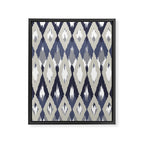 Festive, Boho Art, Geometric, Ikat Pattern, Blue and Gray Framed Canvas Print Gallery Image 8