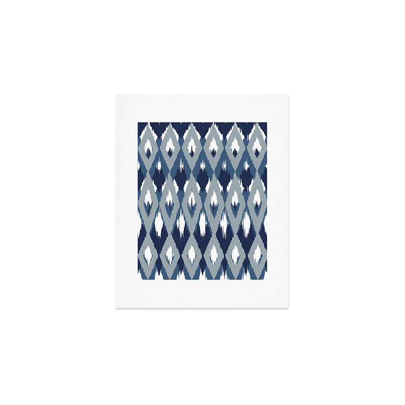 Festive, Boho Art, Geometric, Ikat Pattern, Blue Art Print Gallery Image 1