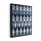 Festive, Boho Art, Geometric, Ikat Pattern, Blue Framed Canvas Print Gallery Image 2