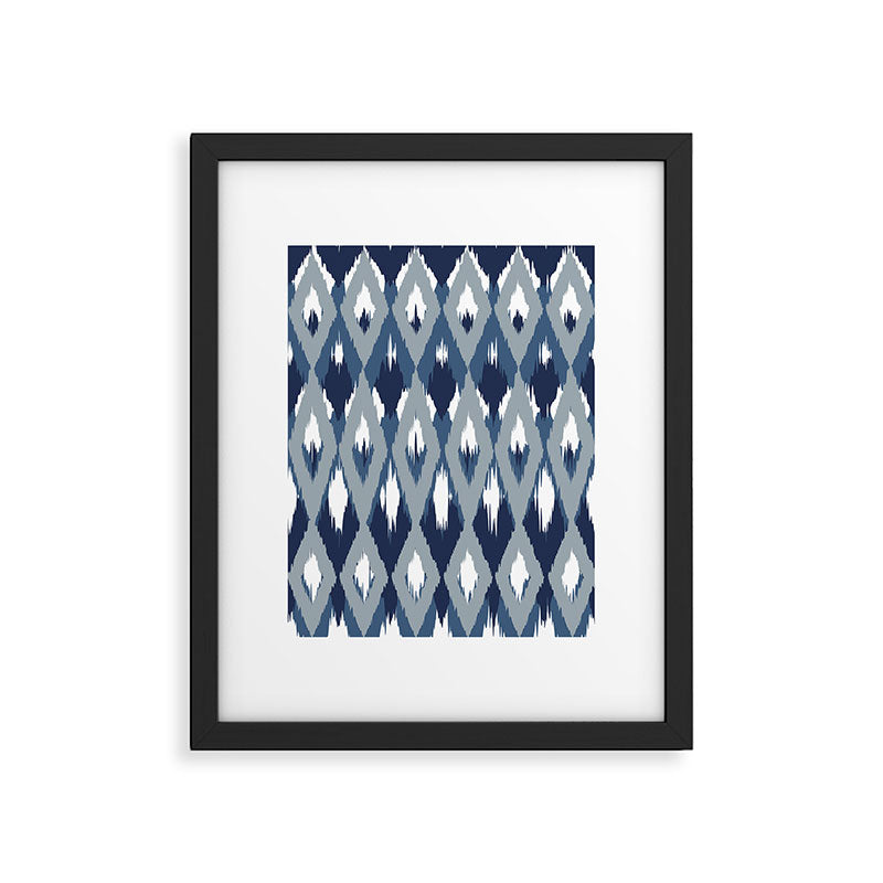 Festive, Boho Art, Geometric, Ikat Pattern, Blue Framed Art Print Gallery Image 6