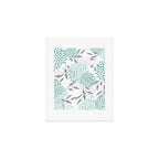 Festive, Floral Blooms and Leaves, Teal and Gray Art Print Gallery Image 1