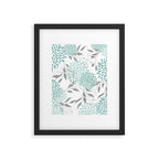 Festive, Floral Blooms and Leaves, Teal and Gray Framed Art Print Gallery Image 6