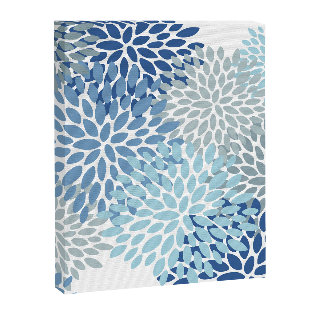Festive, Floral Pattern, Blue and Gray, Floral Prints Canvas Print Gallery Image 8