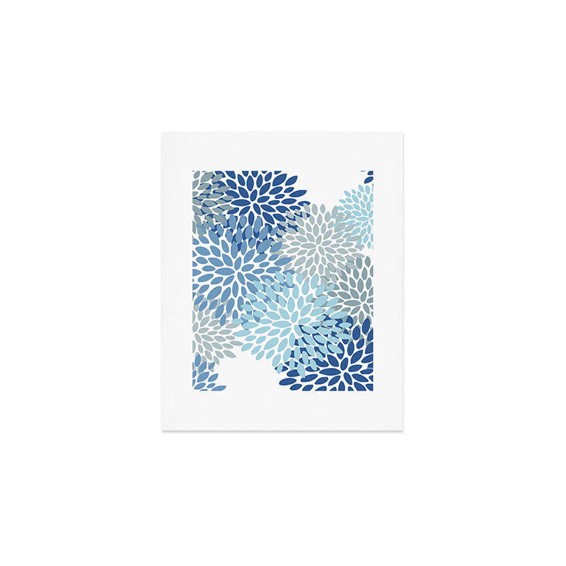 Festive, Floral Pattern, Blue and Gray, Floral Prints Art Print Gallery Image 1