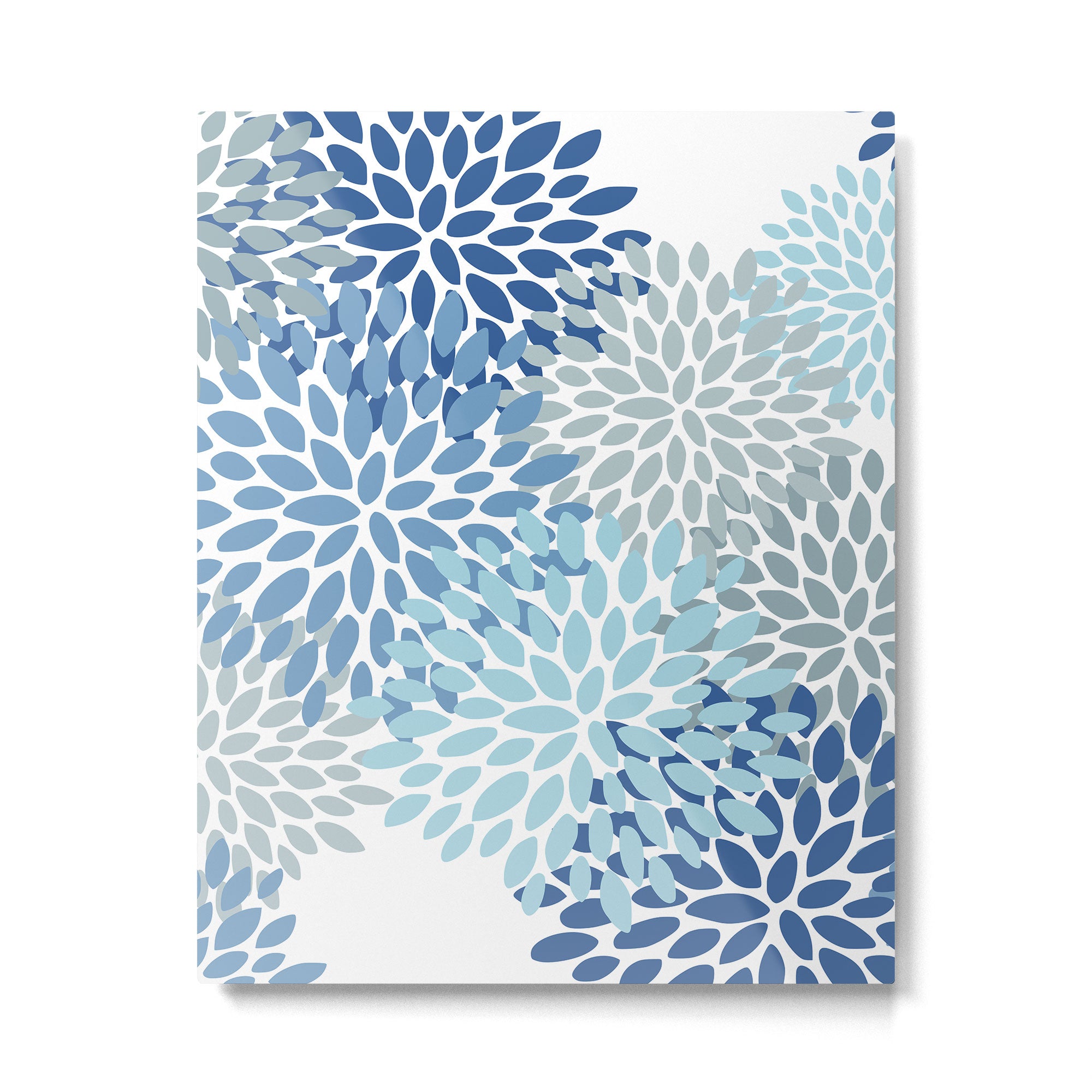 Festive, Floral Pattern, Blue and Gray, Floral Prints Metal Print Gallery Image 6