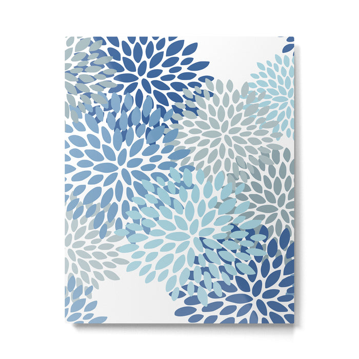 Festive, Floral Pattern, Blue and Gray, Floral Prints Metal Print Gallery Image 1