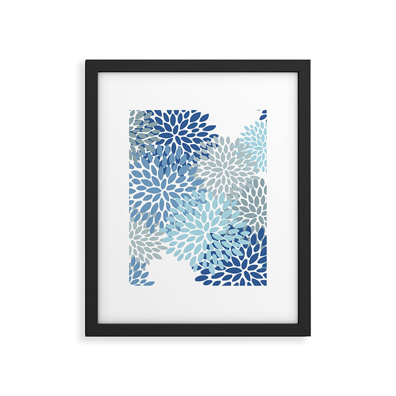 Festive, Floral Pattern, Blue and Gray, Floral Prints Framed Art Print Gallery Image 6