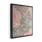 Festive, Floral Pattern Dahlias, Pink, Gray, White Framed Canvas Print Gallery Image 2