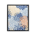 Festive, Floral Print, Coral, Peach, Light Blue, Navy Framed Canvas Print Gallery Image 8