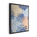 Festive, Floral Print, Coral, Peach, Light Blue, Navy Framed Canvas Print Gallery Image 2