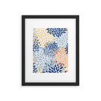 Festive, Floral Print, Coral, Peach, Light Blue, Navy Framed Art Print Gallery Image 6