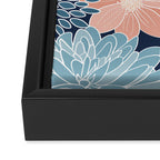 Festive, Floral Prints and Line Art, Navy Blue, Coral and Teal Framed Canvas Print Gallery Image 3
