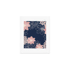 Festive, Floral Prints and Line Art, Navy Blue and Pink Art Print Gallery Image 1