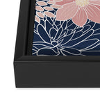 Festive, Floral Prints and Line Art, Navy Blue and Pink Framed Canvas Print Gallery Image 3