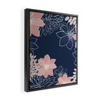 Festive, Floral Prints and Line Art, Navy Blue and Pink Framed Canvas Print Gallery Image 2
