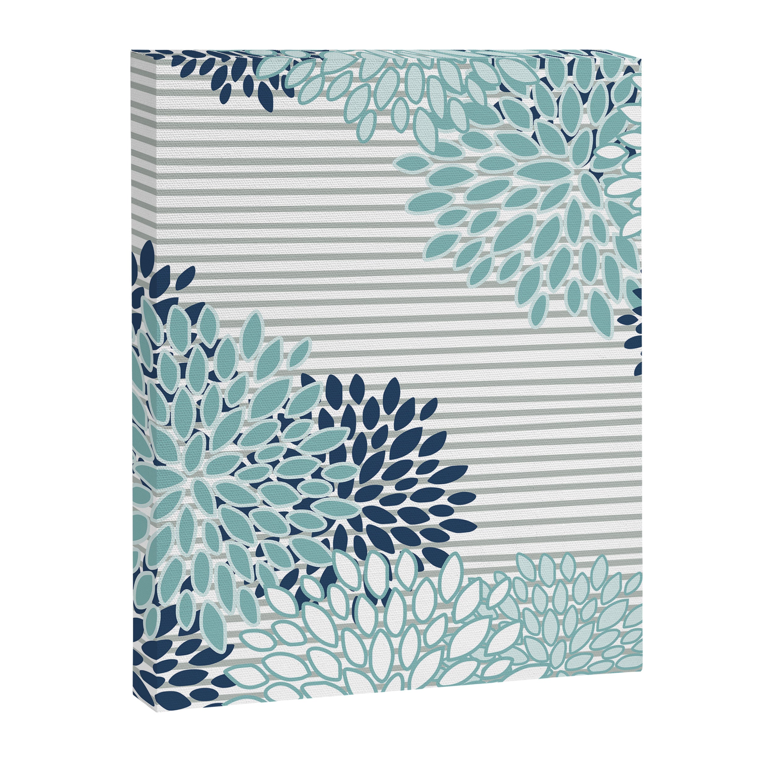 Festive, Floral Prints and Stripes, Teal and Blue Canvas Print Gallery Image 8