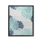 Festive, Floral Prints and Stripes, Teal and Blue Framed Canvas Print Gallery Image 8