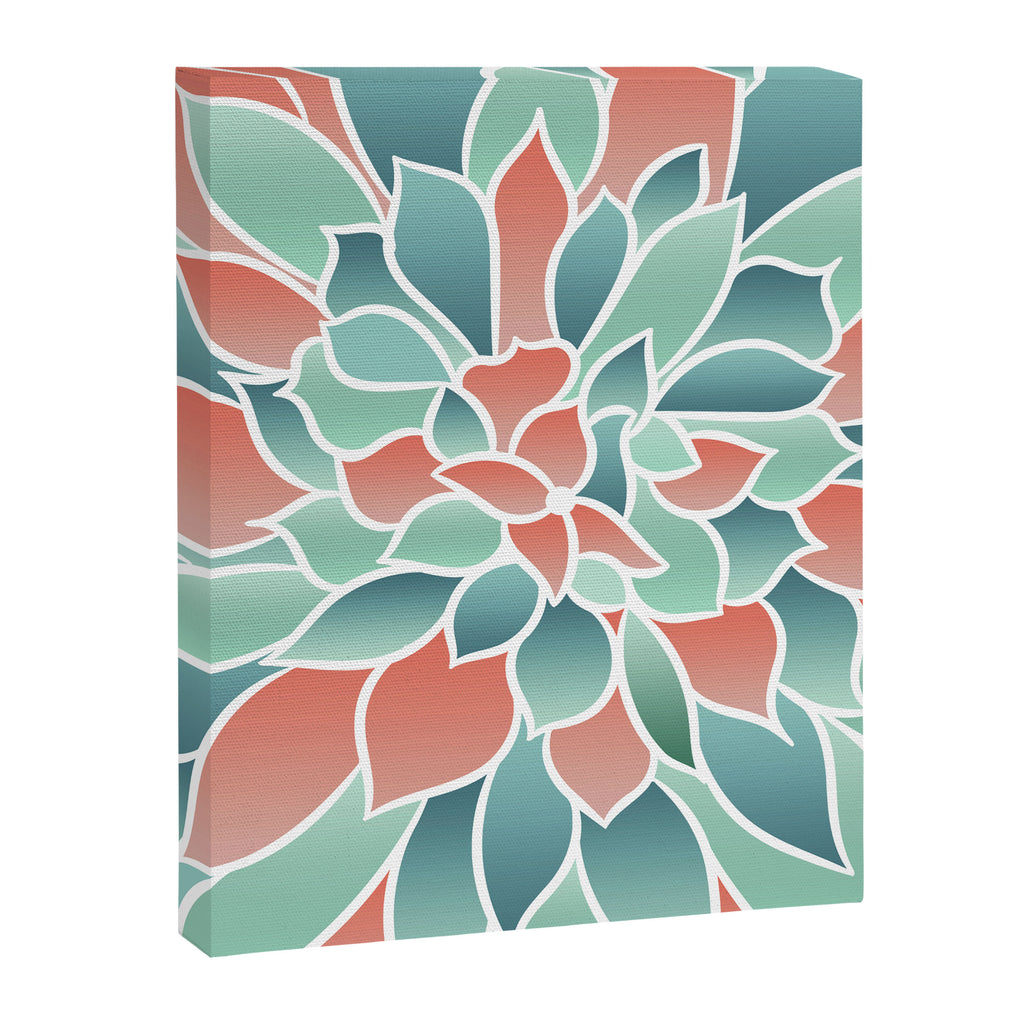Festive, Floral Prints, Art Designs, Coral, Teal and Green Canvas Print Gallery Image 8