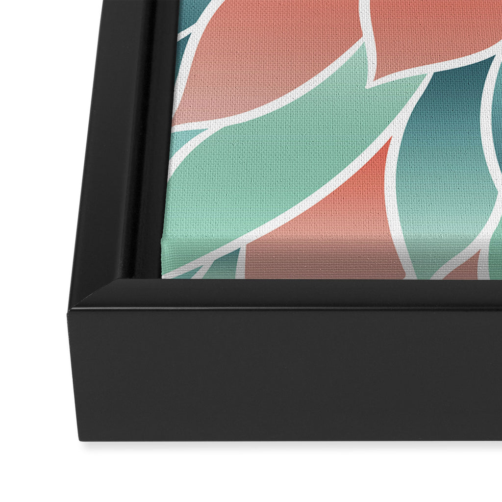Festive, Floral Prints, Art Designs, Coral, Teal and Green Framed Canvas Print Gallery Image 3