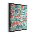 Festive, Floral Prints, Art Designs, Coral, Teal and Green Framed Canvas Print Gallery Image 2