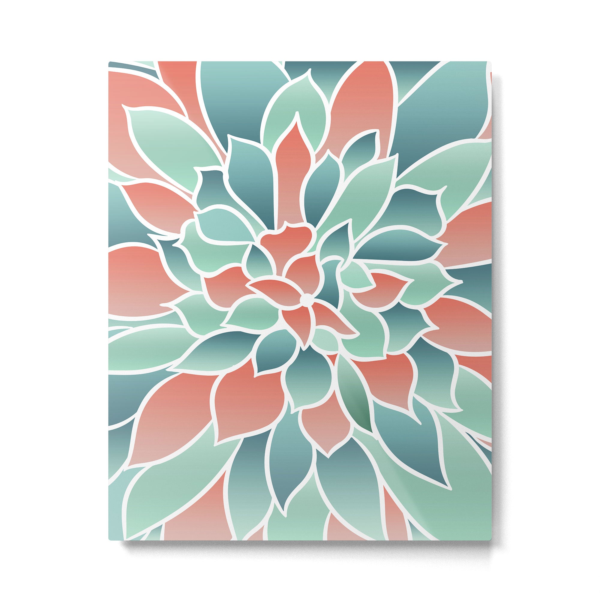Festive, Floral Prints, Art Designs, Coral, Teal and Green Metal Print Gallery Image 6