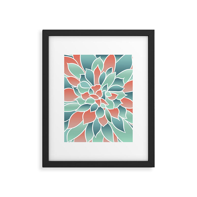 Festive, Floral Prints, Art Designs, Coral, Teal and Green Framed Art Print Gallery Image 6