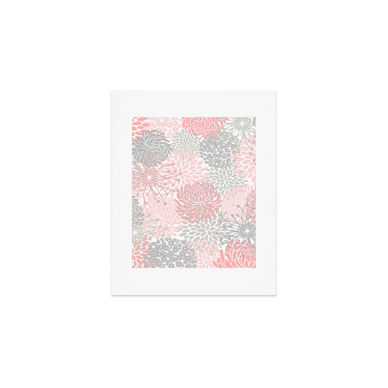 Festive, Floral Prints, Bloom Mix, Pink and Gray Art Print Gallery Image 1