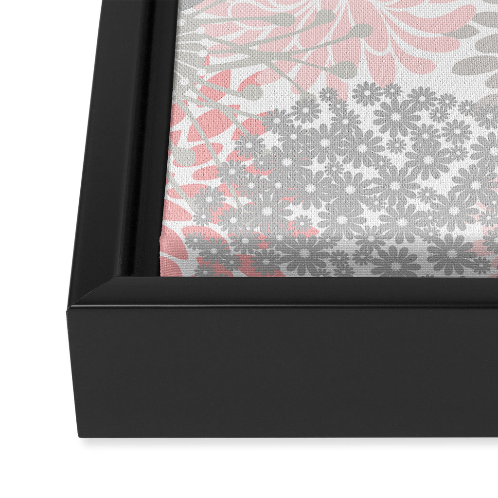 Festive, Floral Prints, Bloom Mix, Pink and Gray Framed Canvas Print Gallery Image 3