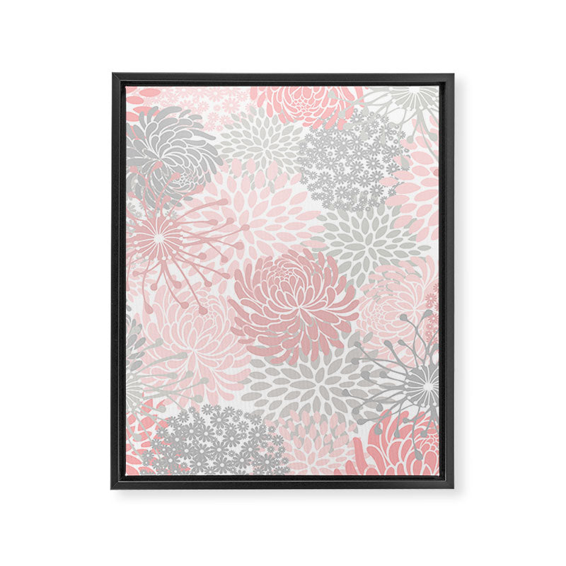 Festive, Floral Prints, Bloom Mix, Pink and Gray Framed Canvas Print Gallery Image 8