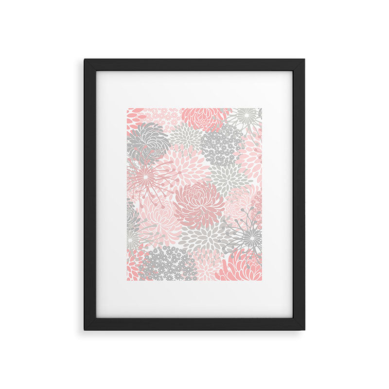 Festive, Floral Prints, Bloom Mix, Pink and Gray Framed Art Print Gallery Image 6