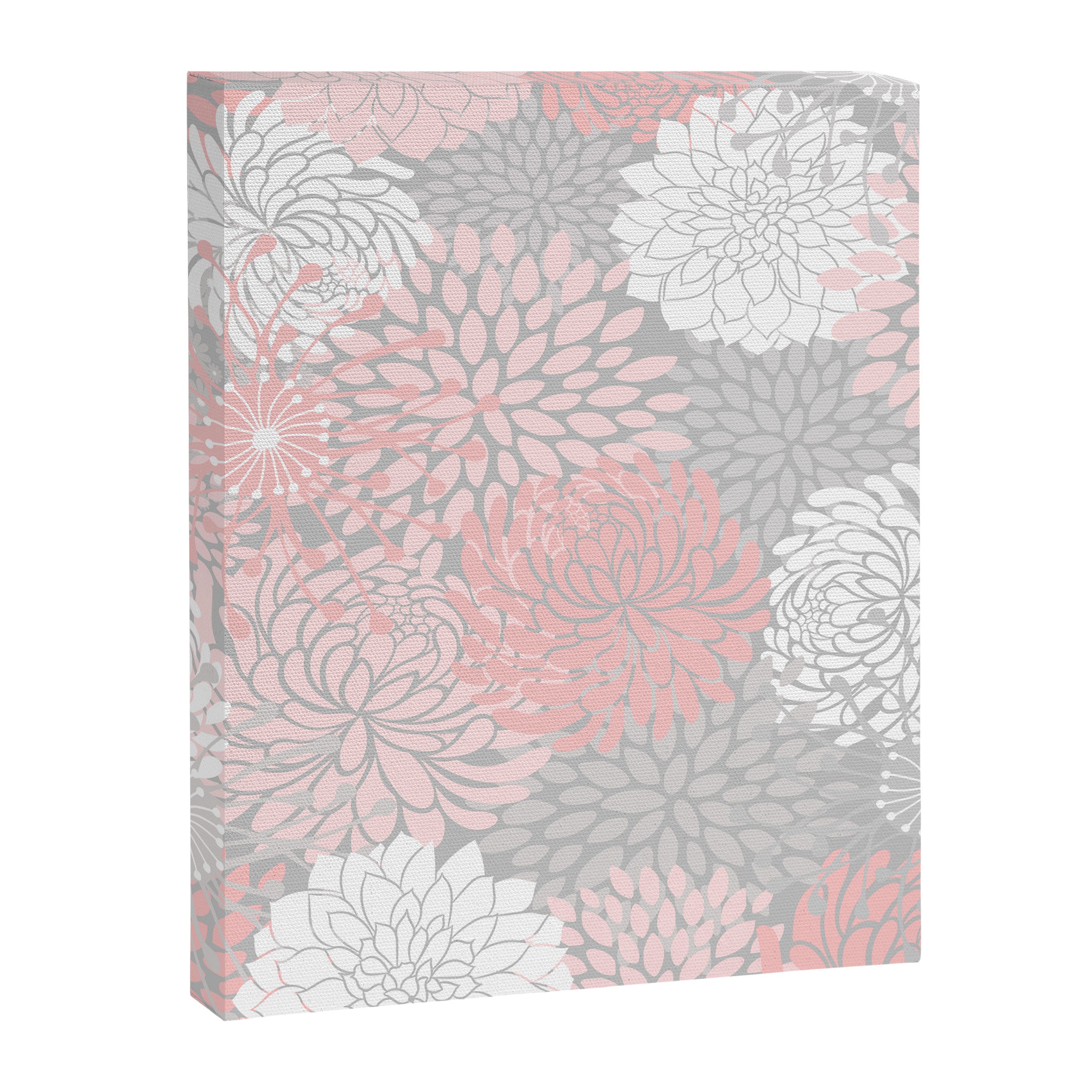 Festive, Floral Prints, Bloom Mix, White and Pink on Grey Canvas Print Gallery Image 8