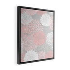 Festive, Floral Prints, Bloom Mix, White and Pink on Grey Framed Canvas Print Gallery Image 2
