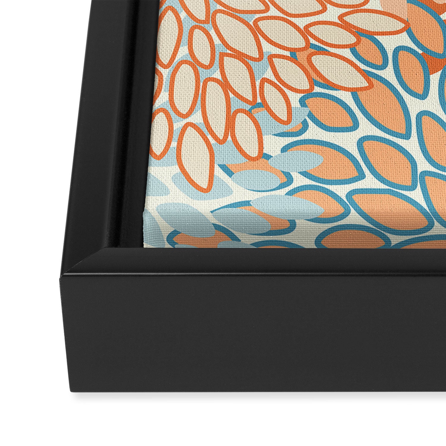 Festive, Floral Prints, Blooms, Orange, Teal Framed Canvas Print Gallery Image 3