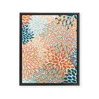 Festive, Floral Prints, Blooms, Orange, Teal Framed Canvas Print Gallery Image 8