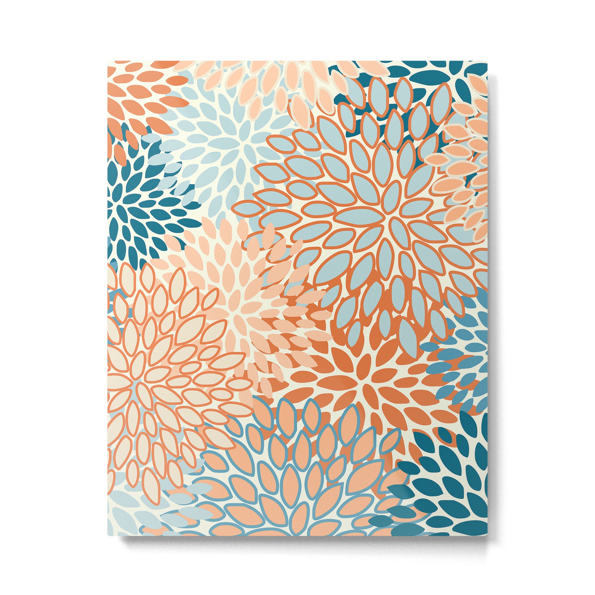 Festive, Floral Prints, Blooms, Orange, Teal Metal Print Gallery Image 6