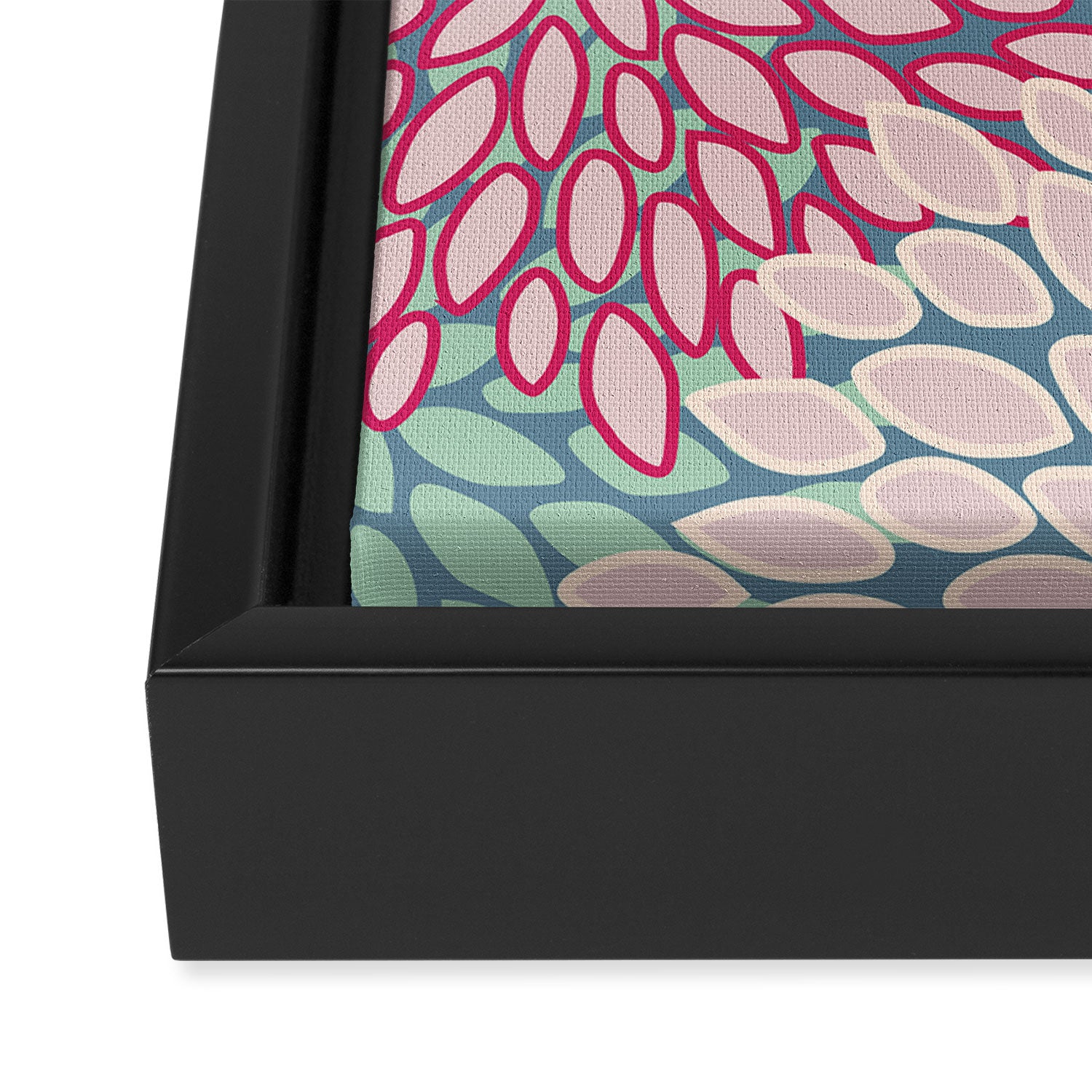 Festive, Floral Prints, Bright Pink, Teal and Green Framed Canvas Print Gallery Image 3
