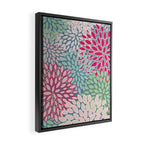 Festive, Floral Prints, Bright Pink, Teal and Green Framed Canvas Print Gallery Image 2