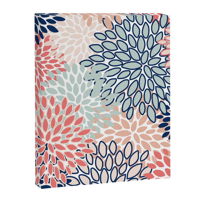 Festive, Floral Prints, Coral, Navy, Aqua Canvas Print Gallery Image 1